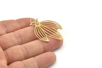 Brass Tulip Charm, 4 Raw Brass Tulip Charms With 1 Loop, Pendant Charms, Findings (43x29x0.60mm) SMP1176