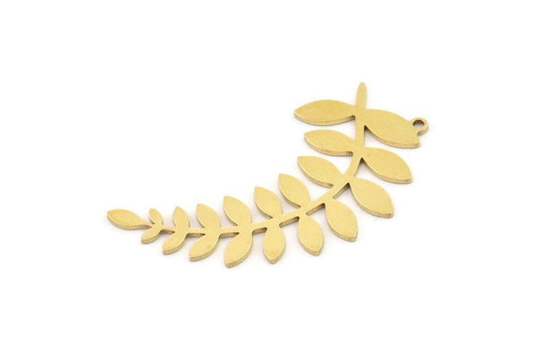 Brass Leaf Charm, 6 Raw Brass Leaf Charms With 1 Loop, Charm Earrings (44x23x0.80mm) SMP1177