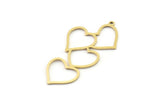 Brass Heart Charm, 4 Raw Brass Heart Charms With 1 Loop, Findings, Charm Earrings (43x23x0.80mm) SMP1178