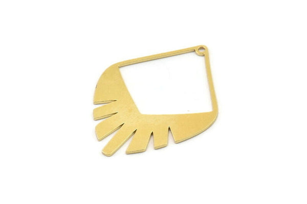 Brass Fringed Charm, 4 Raw Brass, Fringe Shaped Charms With 1 Hole, Charm Earrings (33x25x0.60mm) SMP1179