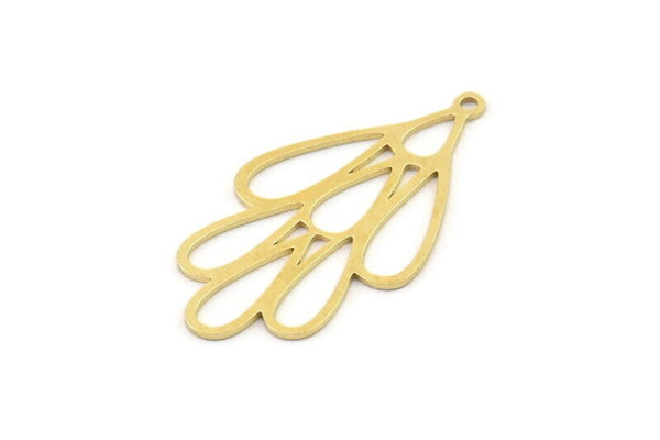 Brass Flower Charm, 6 Raw Brass Flower Charms With 1 Loop, Charm Earrings (32x18x0.60mm) SMP1181