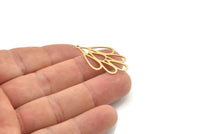 Brass Flower Charm, 6 Raw Brass Flower Charms With 1 Loop, Charm Earrings (32x18x0.60mm) SMP1181