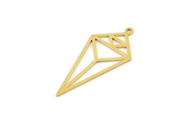 Brass Diamond Charm, 8 Raw Brass Diamond Charms With 1 Loop, Charm Earrings (32x15x0.60mm) SMP1184