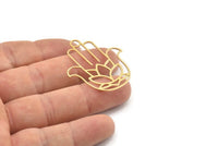 Brass Hand Charm, 2 Raw Brass Hand Shaped Charms With 1 Loop, Charm Earrings (42x33x0.60mm) SMP1186