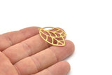 Brass Leaf Charm, 4 Raw Brass Leaf Charms With 1 Loop, Charm Earrings (33x22x0.60mm) SMP1187