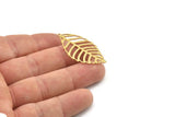 Brass Leaf Charm, 4 Raw Brass Leaf Charms With 1 Loop, Charm Earrings (39x21x0.60mm) SMP1189