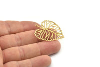 Brass Leaf Charm, 2 Raw Brass Leaf Charms With 1 Loop, Charm Earrings (35x32x0.60mm) SMP1191
