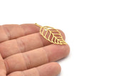 Brass Leaf Charm, 6 Raw Brass Leaf Charms With 1 Loop, Charm Earrings (39x17x0.60mm) SMP1192