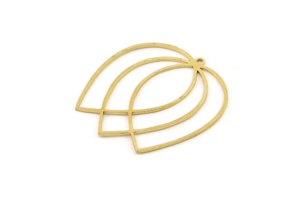 Brass Tulip Charm, 2 Raw Brass Tulip Charms With 1 Loop, Charm Earrings (39x38x0.80mm) SMP1196
