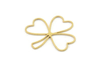 Brass Leaf Charm, 4 Raw Brass Leaf Charms, Charm Earrings (33x31x0.80mm) SMP1197