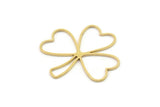 Brass Leaf Charm, 4 Raw Brass Leaf Charms, Charm Earrings (33x31x0.80mm) SMP1197