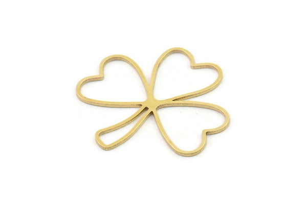 Brass Leaf Charm, 4 Raw Brass Leaf Charms, Charm Earrings (33x31x0.80mm) SMP1197