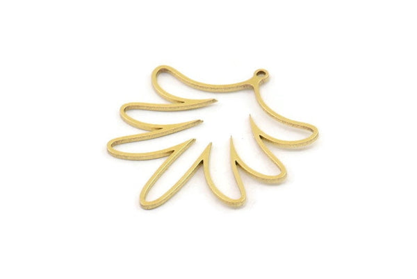 Brass Leaf Charm, 4 Raw Brass Leaf Charms With 1 Loop, Charm Earrings (33x30x0.80mm) SMP1198