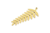 Brass Leaf Charm, 6 Raw Brass Leaf Charms With 1 Loop, Charm Earrings (44x20x0.80mm) SMP1202