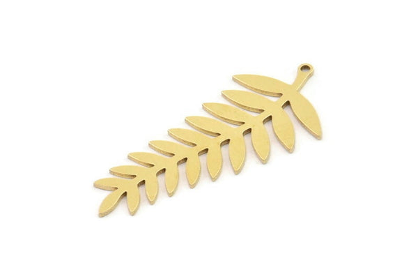 Brass Leaf Charm, 6 Raw Brass Leaf Charms With 1 Loop, Charm Earrings (44x20x0.80mm) SMP1202