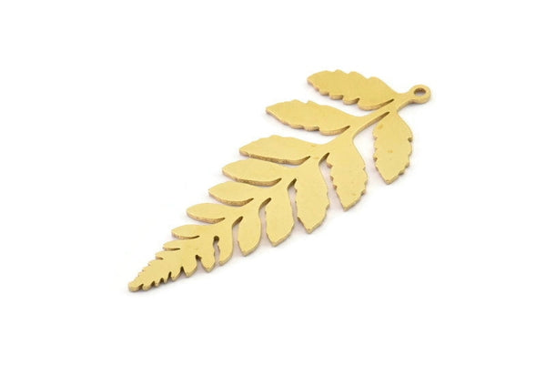 Brass Leaf Charm, 6 Raw Brass Leaf Charms With 1 Loop, Charm Earrings (46x20x0.80mm) SMP1203 A5792