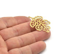 Brass Leaf Charm, 4 Raw Brass Leaf Charms With 1 Loop, Charm Earrings (38x25x0.60mm) SMP1207