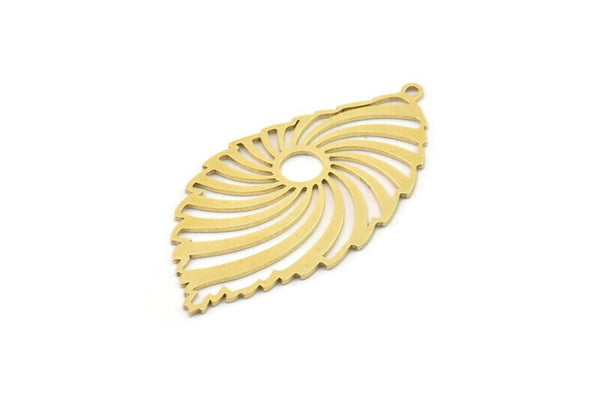 Brass Leaf Charm, 4 Raw Brass Leaf Charms With 1 Loop, Charm Earrings (42x22x0.60mm) SMP1208