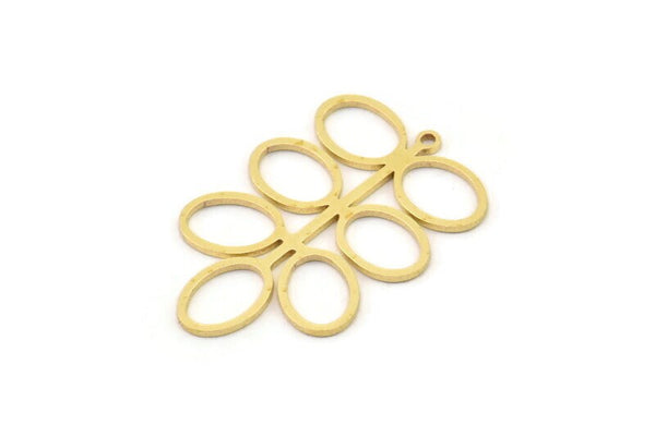 Brass Leaf Charm, 4 Raw Brass Leaf Charms With 1 Loop, Charm Earrings (32x22x0.80mm) SMP1214