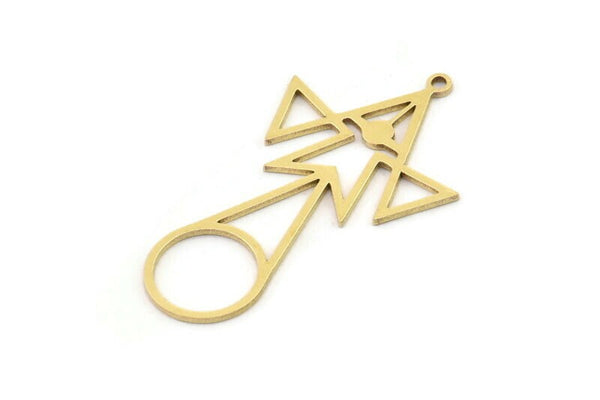 Brass Circle Charm, 6 Raw Brass Triangle Charms, Charm Earrings, Charm Pendants With 1 Loop (39x23x0.80mm) SMP1215