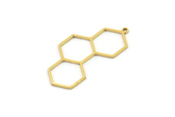 Brass Hexagon Charm, 6 Raw Brass Hexagon Charms With 1 Loop, Charm Earrings (35x18x0.80mm) SMP1216