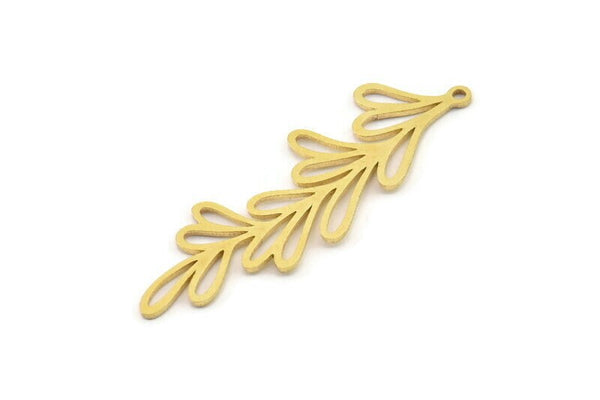 Brass Leaf Charm, 4 Raw Brass Leaf Charms With 1 Loop, Charm Earrings (44x14x0.80mm) SMP1217