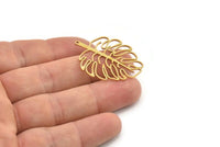 Brass Leaf Charm, 4 Raw Brass Leaf Charms With 1 Loop, Charm Earrings (36x27x0.80mm) SMP1219