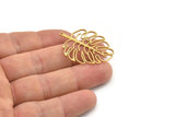 Brass Leaf Charm, 4 Raw Brass Leaf Charms With 1 Loop, Charm Earrings (36x27x0.80mm) SMP1219