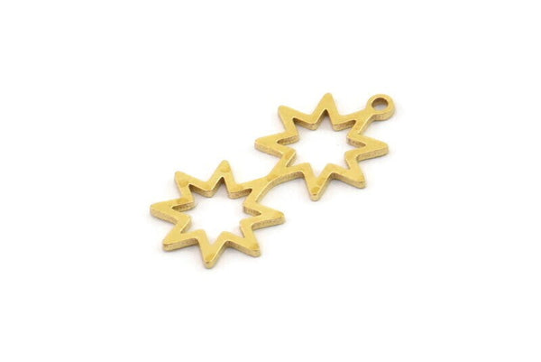 Brass Star Charm, 12 Raw Brass Star Charms With 1 Loop, Pole Star Charms, Findings (25x12x0.80mm) SMP1222