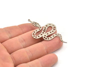 Steel Snake Charm, 4 Stainless Steel Snake Pendants With 1 Loop, Charms, Findings (55x31x0.80mm) SMP1119 Y285