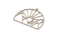 Steel Sun Charm, 4 Stainless Steel Rising Sun And Mount Charms With 1 Loop, Charm Pendants (29x38x0.80mm) SMP1122