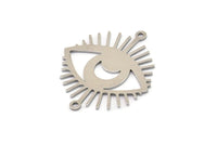 Steel Eye Charm, 8 Stainless Steel Eye Charms With 2 Loops, Connectors, Crescent Moon Charms (30x26x0.80mm) SMP1123