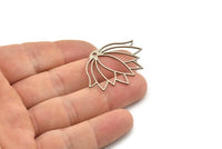 Steel Flower Charm, 6 Stainless Steel Lotus Flower Charms With 1 Hole, Findings (40x28x0.80mm) SMP1124 A5761