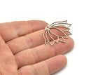 Steel Flower Charm, 6 Stainless Steel Lotus Flower Charms With 1 Hole, Findings (40x28x0.80mm) SMP1124 A5761