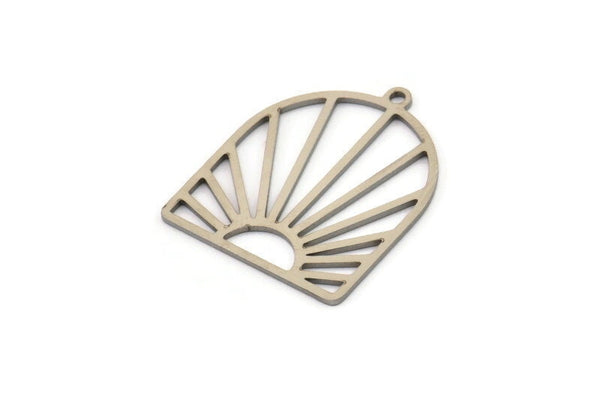 Steel Sun Charm, 8 Stainless Steel Sun Shaped Charms With 1 Loop, Charm Pendants, Findings (26x22x0.80mm) SMP1126