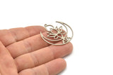 Steel Lotus Charm, 6 Stainless Steel Lotus Flower Charms With 1 Loop, Steel Moon Charms (34x33x0.80mm) SMP1127 A5726