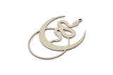 Steel Moon Charm, 4 Stainless Steel Crescent Moon And Snake Shaped Charms With 1 Loop (40x29x0.80mm) SMP1128 A5926