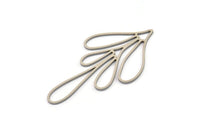 Steel Leaf Charm, 6 Stainless Steel Leaf Charms, Charm Pendants (47.5x27x0.80mm) SMP1131 Y167