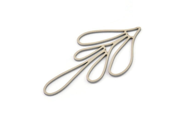 Steel Leaf Charm, 6 Stainless Steel Leaf Charms, Charm Pendants (47.5x27x0.80mm) SMP1131 Y167