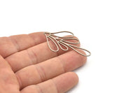 Steel Leaf Charm, 6 Stainless Steel Leaf Charms, Charm Pendants (47.5x27x0.80mm) SMP1131 Y167