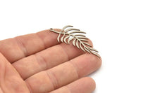 Steel Leaf Charm, 10 Stainless Steel Branch Charms With 1 Loop, Charm Pendants (47x21x0.80mm) SMP1136