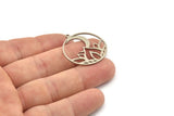 Steel Moon Charm, 6 Stainless Steel Lotus Flowers, Crescent Moon Charms With 1 Loop (31x28x0.80mm) SMP1138