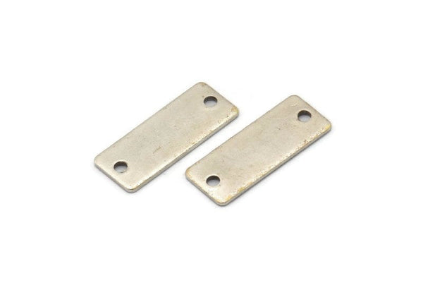 Silver Rectangle Bar, 6 Antique Silver Plated Brass Rectangle Stamping Blanks with 2 Holes, Necklace Pendants (20x8x0.80mm) A0813