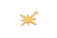 Gold Pole Star Charm, 12 Gold Plated Brass, Gold Charms, Gold Pole Star Charms With 1 Loop (19x18x0.60mm) A4108 H0335