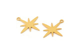 Gold Pole Star Charm, 12 Gold Plated Brass, Gold Charms, Gold Pole Star Charms With 1 Loop (19x18x0.60mm) A4108 H0335
