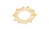 Gold Flower Charm, 2 Gold Plated Brass Sunflower Charms, Earring Charms (53x49x0.60mm) A3090 H0228