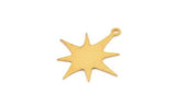 Gold Pole Star Charm, 6 Gold Brass, Gold Brass Charms, Gold Plated Brass Pole Star Charms With 1 Loop (26x24x0.60mm) A4017