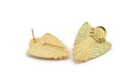 Gold Badge Earring, 2 Gold Plated Brass Rosette Stud Earrings - Pad Size 8mm N0712