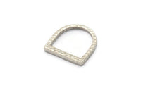 Silver Ring Charm, 2 Hammered Antique Silver Plated Brass Boho Rings 17mm