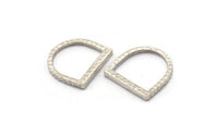 Silver Ring Charm, 2 Hammered Antique Silver Plated Brass Boho Rings 17mm